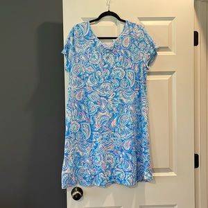 Lilly Pulitzer XXL kimi t shirt swing dress Zanzibar blue fish kiss